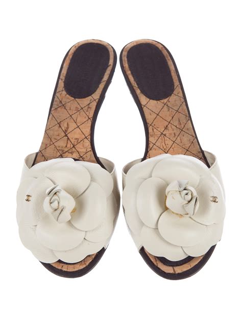 chanel camelia shoes|chanel women's slide sandals.